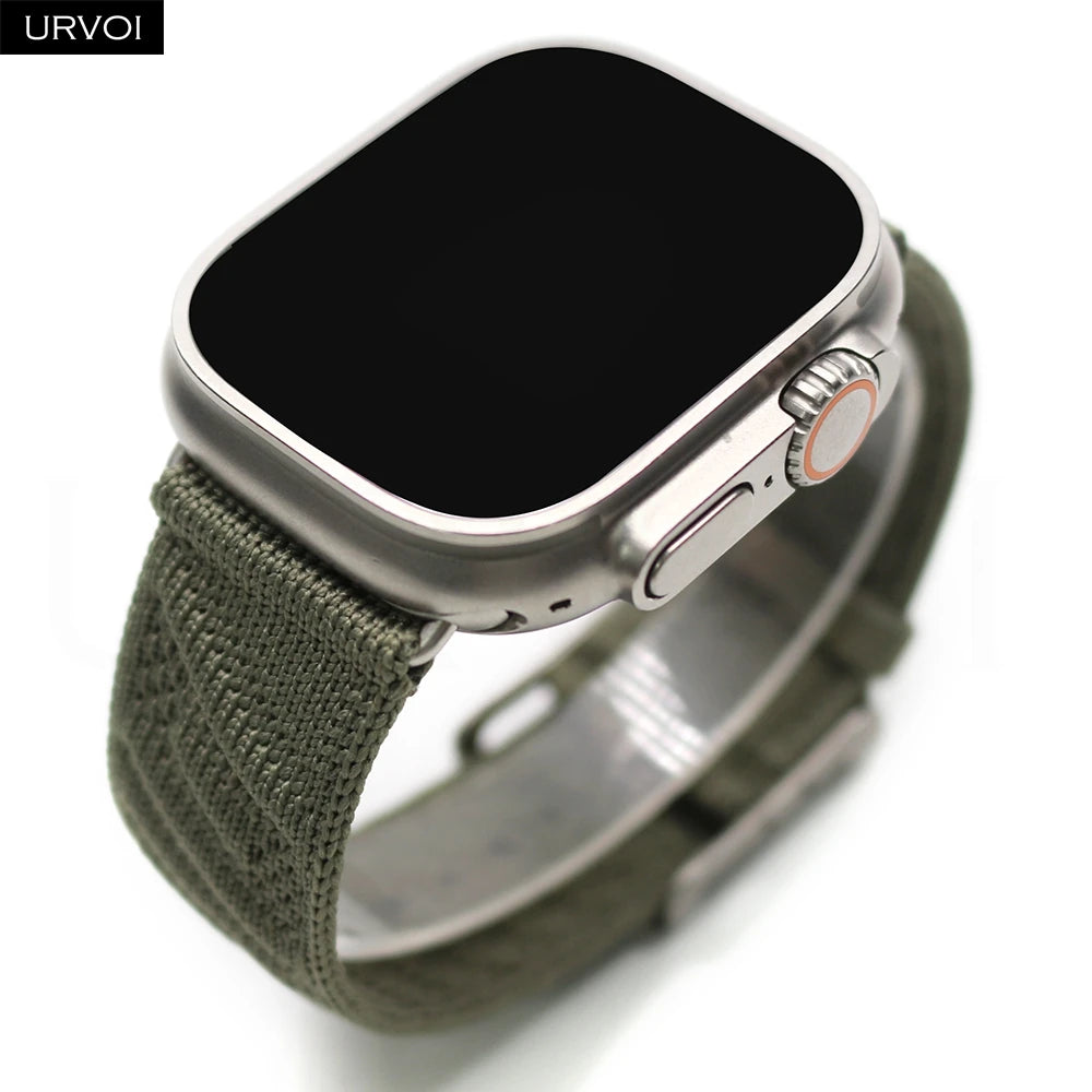 URVOI En Mer band for Apple Watch Ultra 3 2 Series 11 Sport band Orange Gris Titane ocean waves pattern Polyamide Custom Buckle
