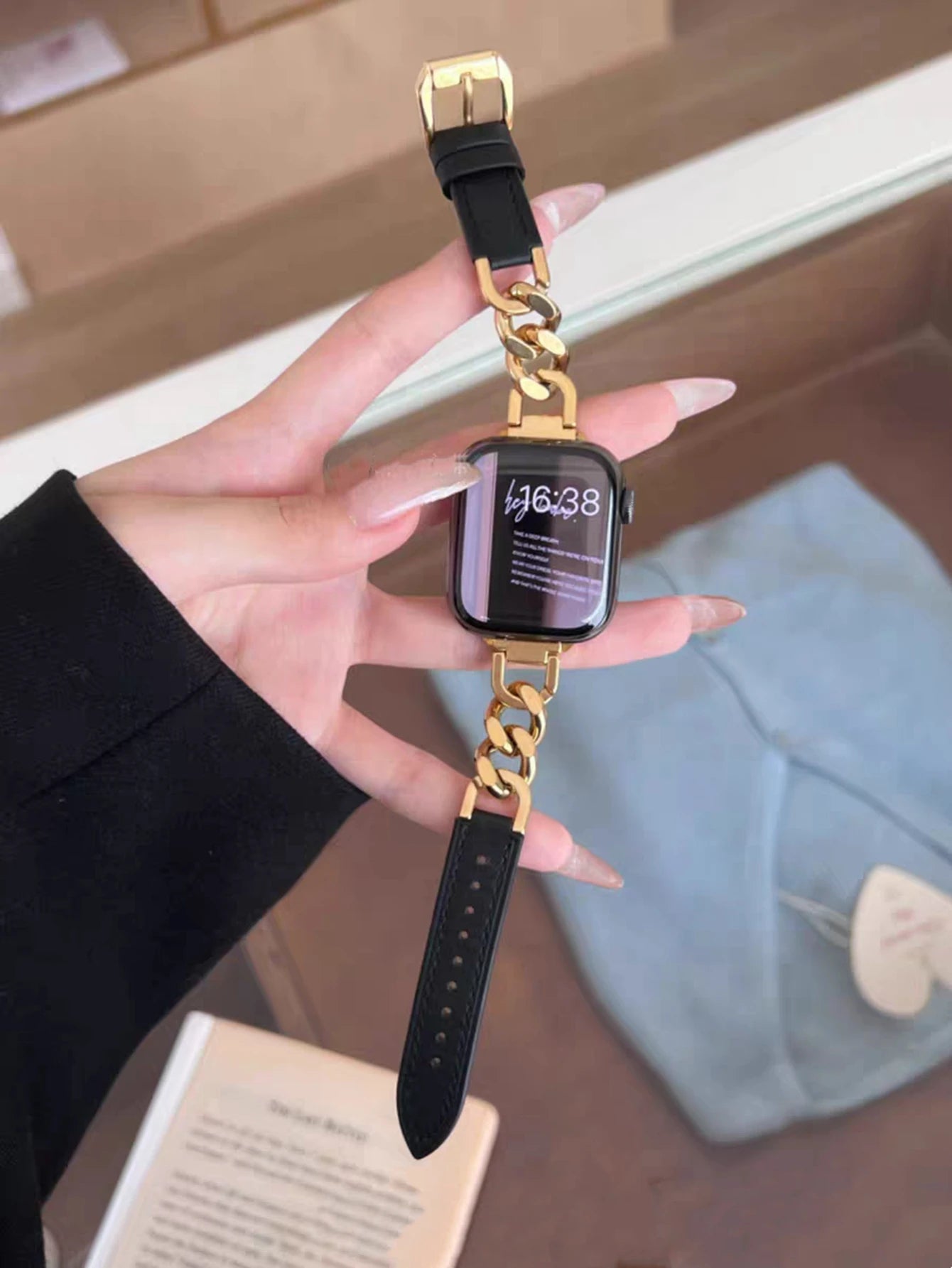 Metal link Elegant Slim Leather loop for Apple Watch band For Women Correa Thin for Apple Watch band