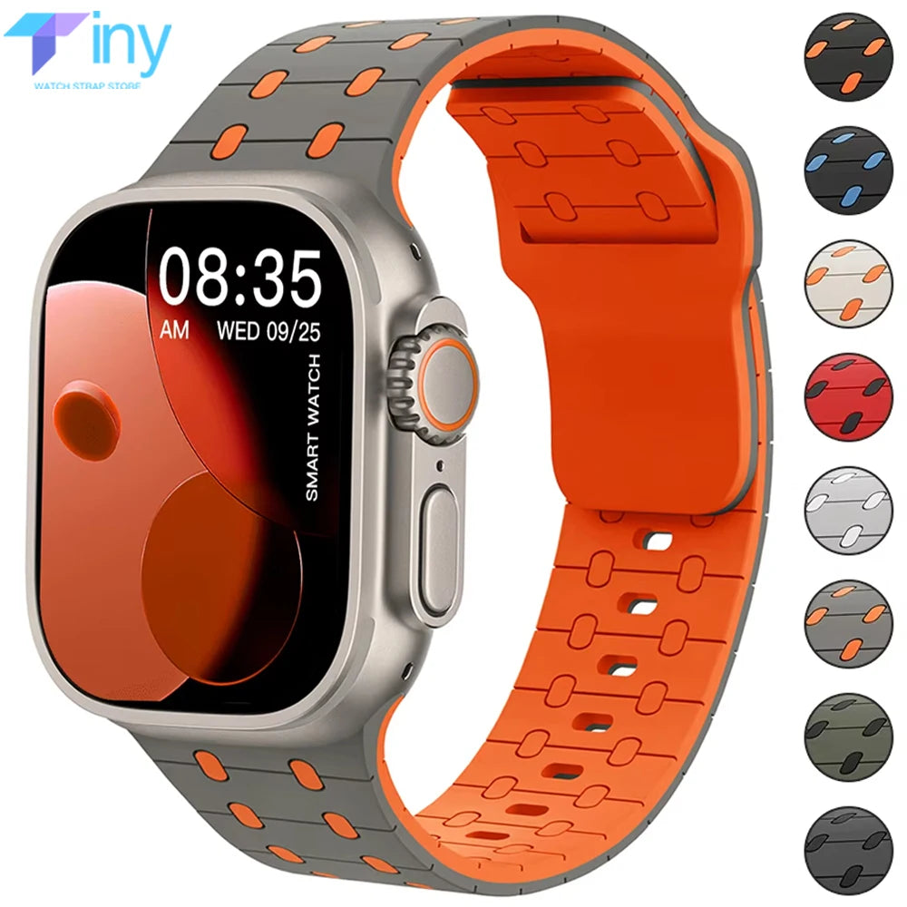 Silicone band for Apple Watch band 46mm 45mm 41mm 44mm Ultra 49mm 40mm 42mm band Correas for Apple Watch Series 10 9 8 7 6 5 SE