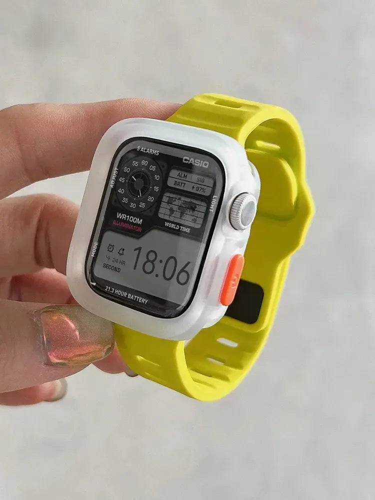 Candy Silicone Case+ band For Apple Watch Series 9 45mm band 8 7 42mm 41mm SE 6 5 4 3 2 1 44mm 40mm 38mm Apple Watch Ultra 2 49mm