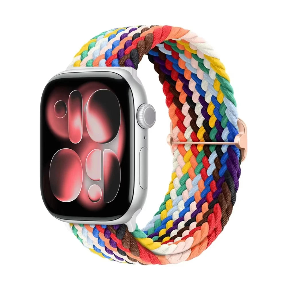Braided band For Apple Watch band 44mm 45mm 49mm 46mm 40mm 41mm 38mm Elastic Adjustable Nylon band Apple Watch Series 11 10 9 8 SE 7 Ultra3