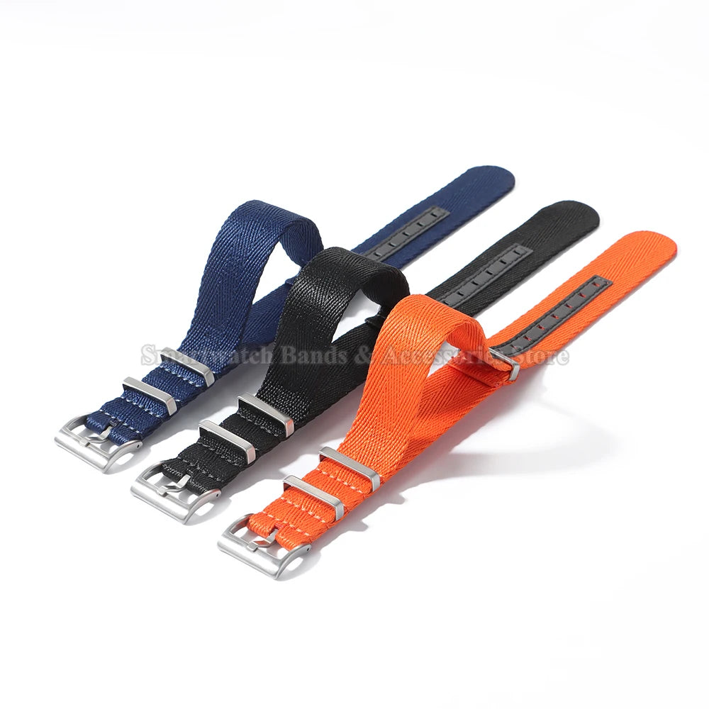 20 22mm Nylon Watch Strap for Seiko for Huawei for Samsung Universal Watch Band Pin Buckle Military Bracelet Ribbed Fabric Strap