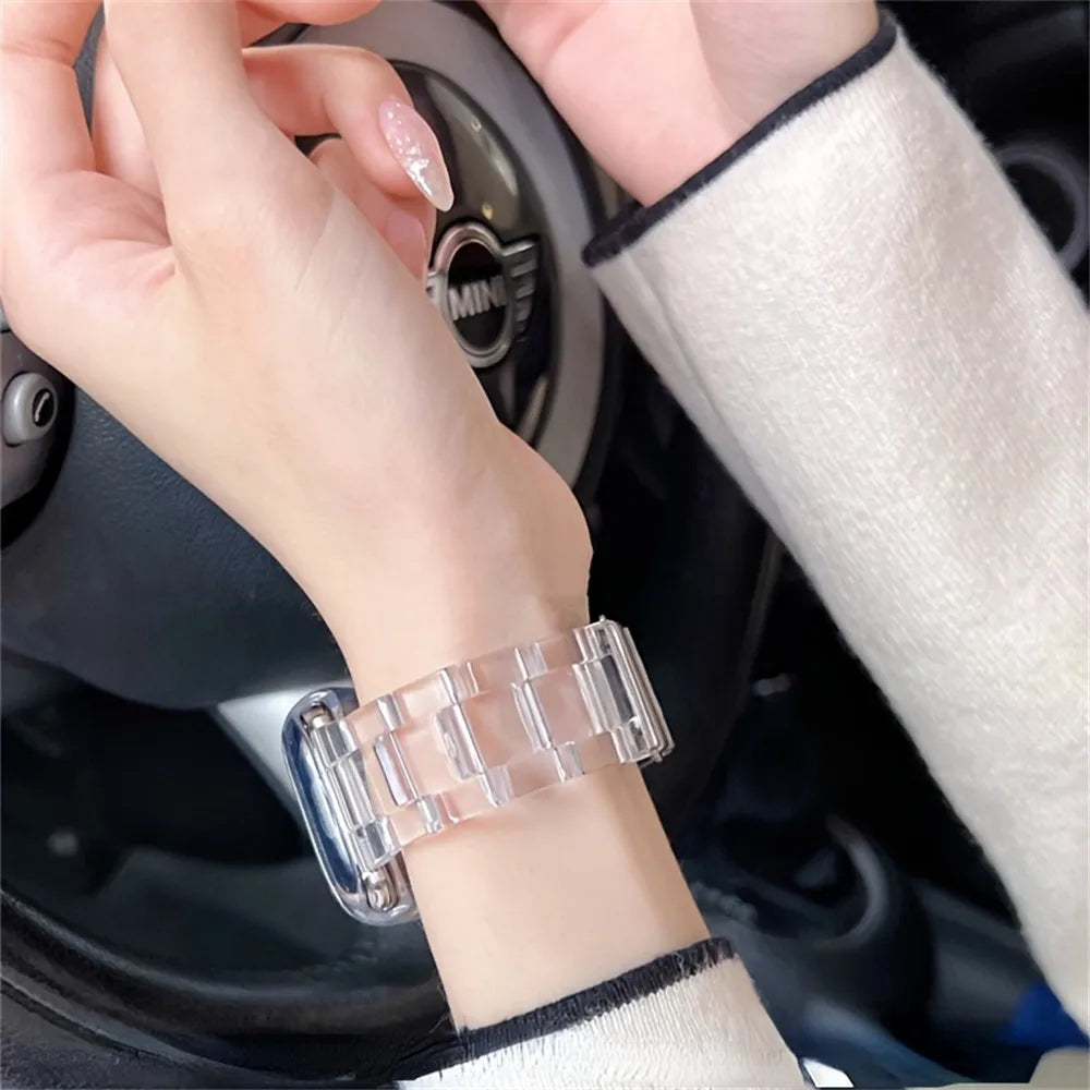 Transparent Link band for Apple Watch band 44mm Ultra 49mm 41mm 45mm 46mm 42mm glacier band Apple Watch Series 10 9 8 7 6 5 4 3