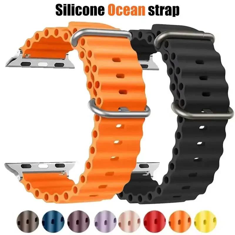 Silicone Ocean band for Apple Watch band Series Ultra 9 8 7 6 5 4 10 SE Apple Watch band 42mm 44mm 45mm 49mm 40mm 41mm 46mm band