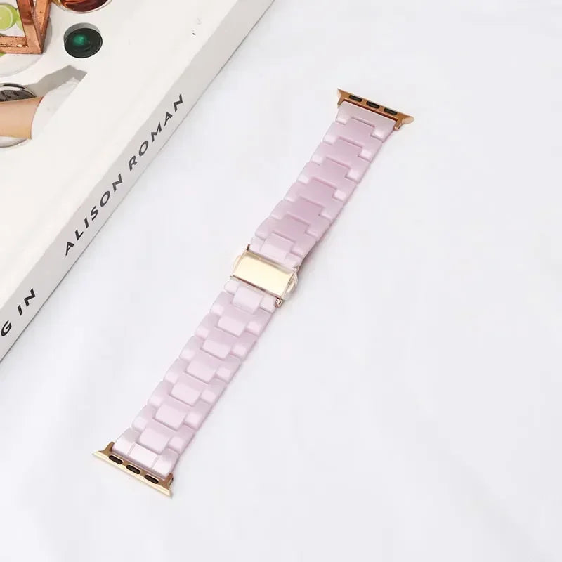 Luxury Resin band for Apple Watch Ultra 2 band 49mm 45mm 41mm 40mm 44mm 38mm 42mm Link band Apple Watch Series 9 7 8 6 SE 5 4 3