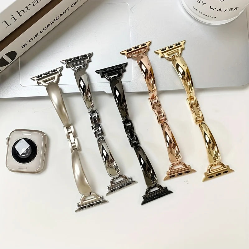 Women Slim Stainless Steel band For Apple Watch Series 9 45mm 41mm 8 7 SE 6 5 4 38mm 40mm 42mm 44mm Ultra band for Apple Watch band