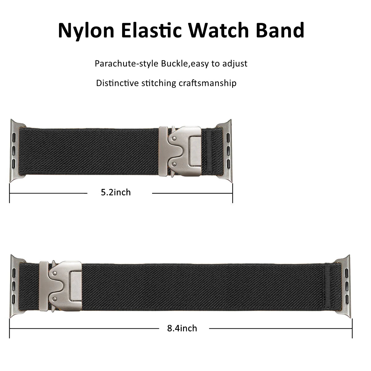 Nylon Loop Compatible With Apple Watch band Series 10 9 38mm 40mm 41mm 42mm 44mm 46mm 46mm 49mm Woman Man Parachute Style Buckle Elastic Ban