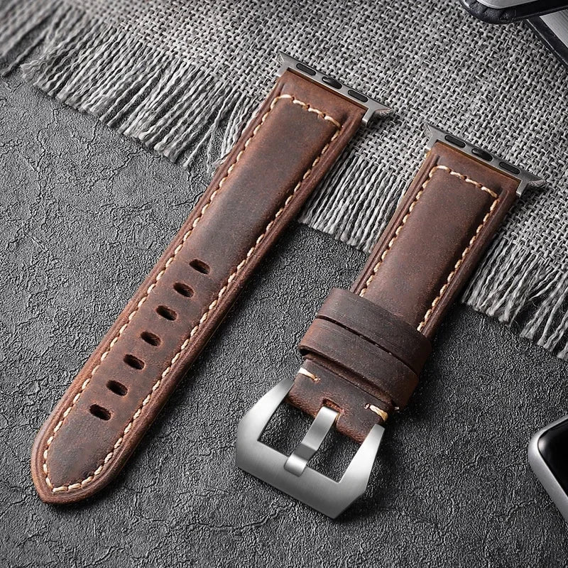 For Apple Watch band High Quality Leather band Men for Series 11 10 9 7 8 SE Ultra 3 2 49mm 44mm 46mm Watch band 45mm 41mm 42mm