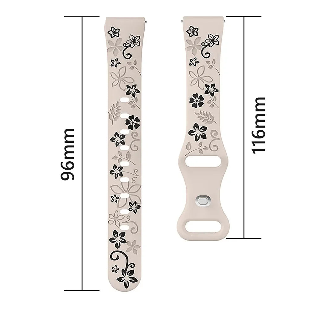 18mm 20 22mm Women Silicone Engraved Bracelet for Huawei GT5/GT4 41mm GT5Pro 46mm Band for Samsung Galaxy FE 7 6 40mm 44mm Strap