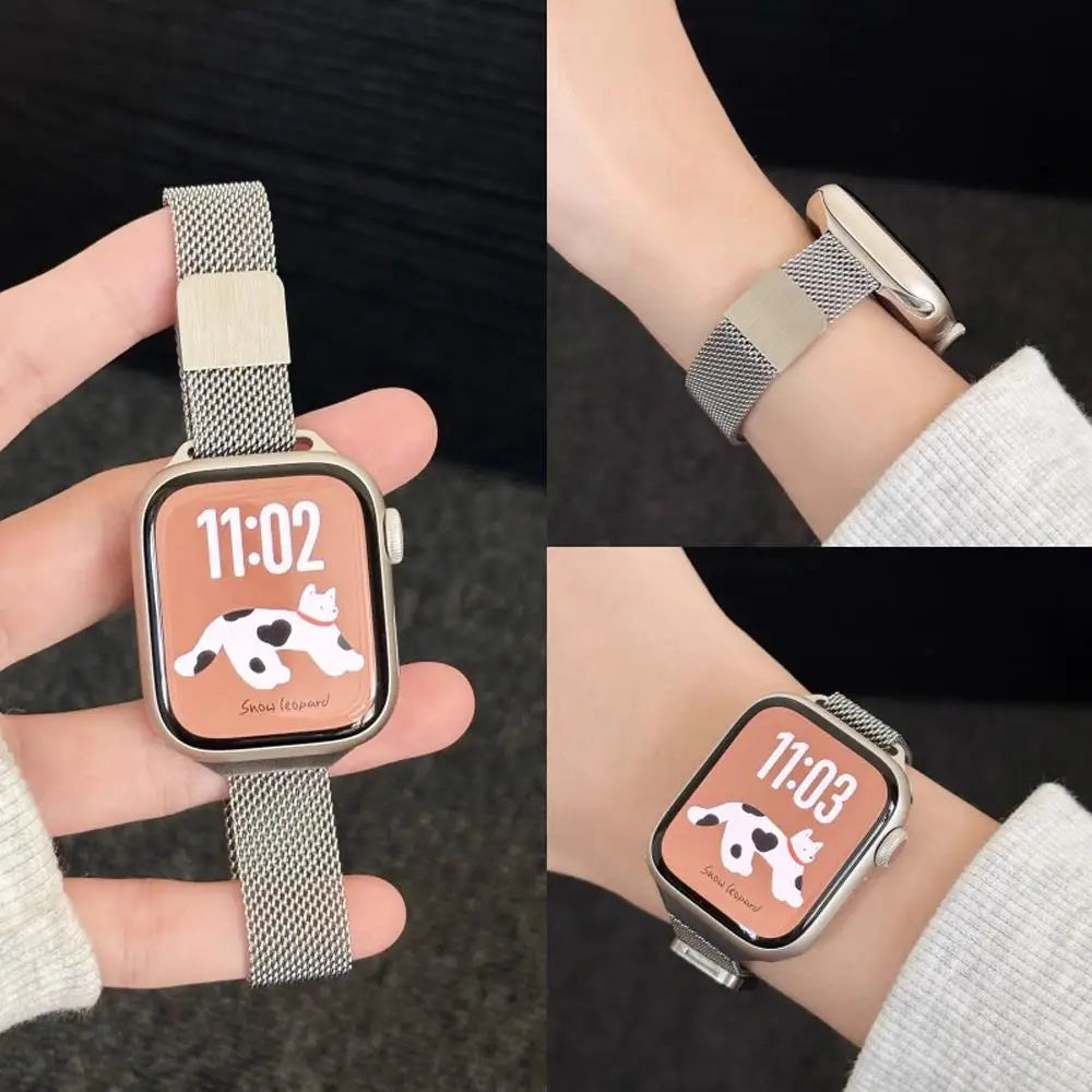 Slim Milanese Loop band For Apple Watch Ultra 3 band 40mm 44mm 41mm 45mm 42mm 49mm band Correa Apple Watch Series 11 10 9 8 7