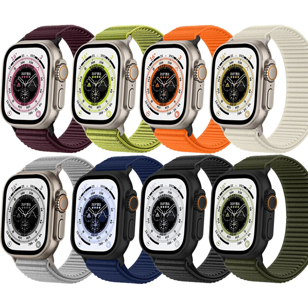 Braided Nylon Loop band for Apple Watch band 42mm 46mm 45mm 44mm 46mm 49mm band brecelet correa Apple Watch Ultra 3 SE 11 10 9 8 7 bands