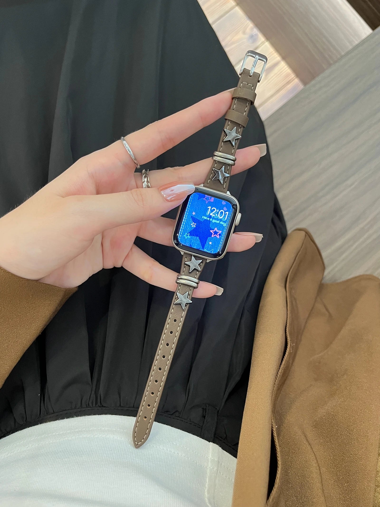 Slim star For Apple Watch band women Ultra 11 10 9 8 7 6 5 4 3 2 1 SE 38mm 40mm 41mm 42mm 44mm 45mm 46mm Leather Loop