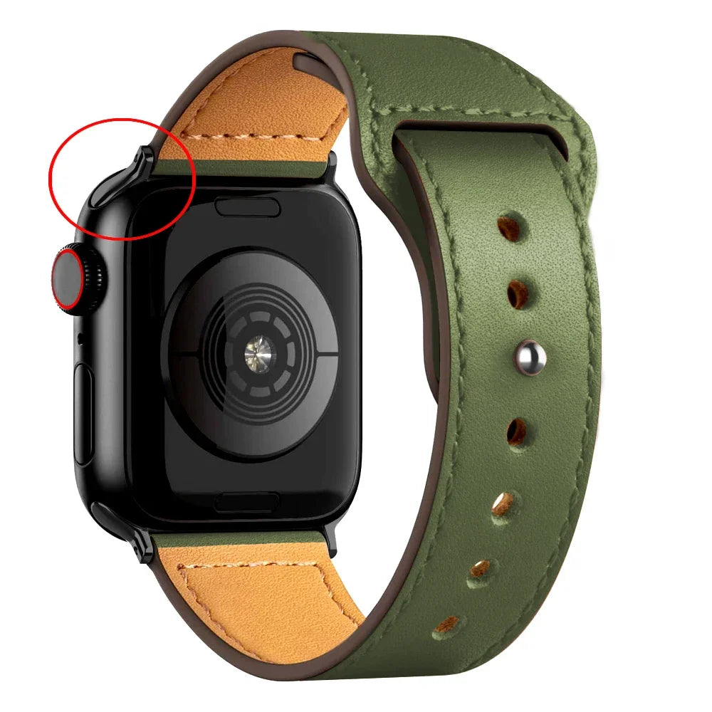Leather band For Apple Watch Ultra 2 49mm 44mm 40mm 41mm 45mm 38mm 42mm wrist band for Apple Watch Series 9 8 7 3 4 5 6 se