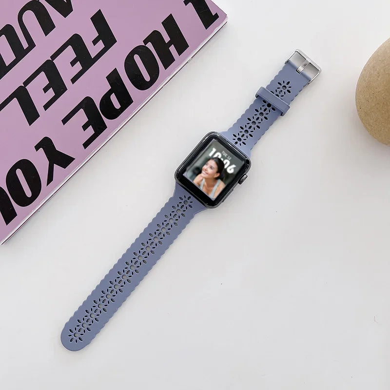 Silicone band For Apple Watch 44mm 40mm 38mm 42mm Ultra 2 49mm Sport band Apple Watch Series 9 7 8 6 SE 5 4 3 41mm 45mm band