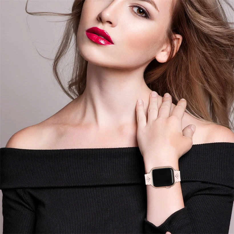 Slim Lace band for Apple Watch band 40mm 44mm 41mm 45mm 38mm 42mm 49mm 45mm Silicone band Apple Watch Series 8 SE 7 6 5 3 Ultra