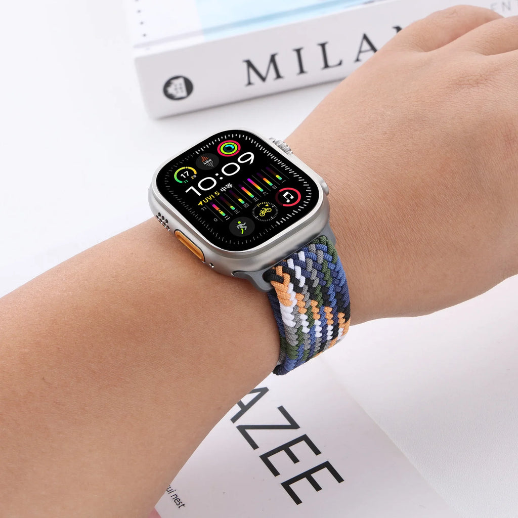 Braided Solo Loop band For Apple Watch Ultra 2 band 49mm 44mm 45mm 46mm 40mm 41mm 42mm band Apple Watch Series 10 9 SE 8 7 6 5 4