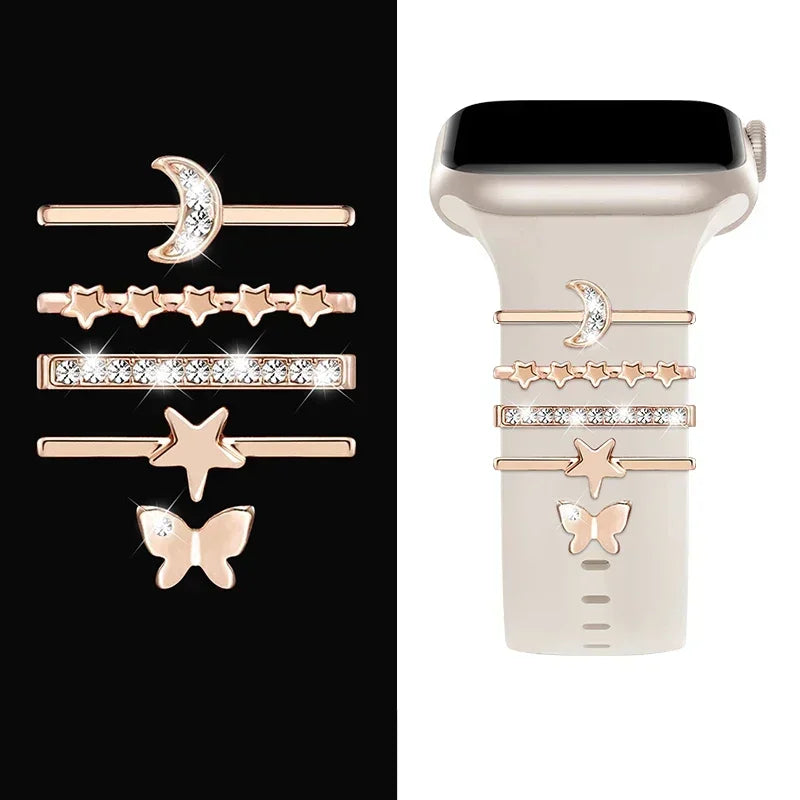 Decoration For Apple Watch Ultra 2 band 10 9 8 7 Diamond Jewelry Charms Accessories samsung Huawei watch band 20 22mm band