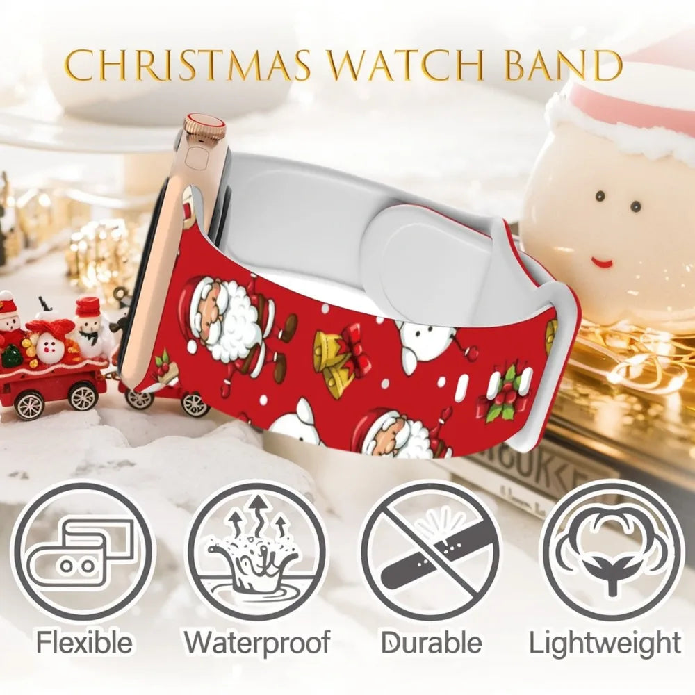 Silicone Christmas band for Apple Watch band 46mm 41mm 42mm 44mm 45mm 49mm Sport band for Apple Watch 11 10 9 8 7 6 5 SE Ultra 3