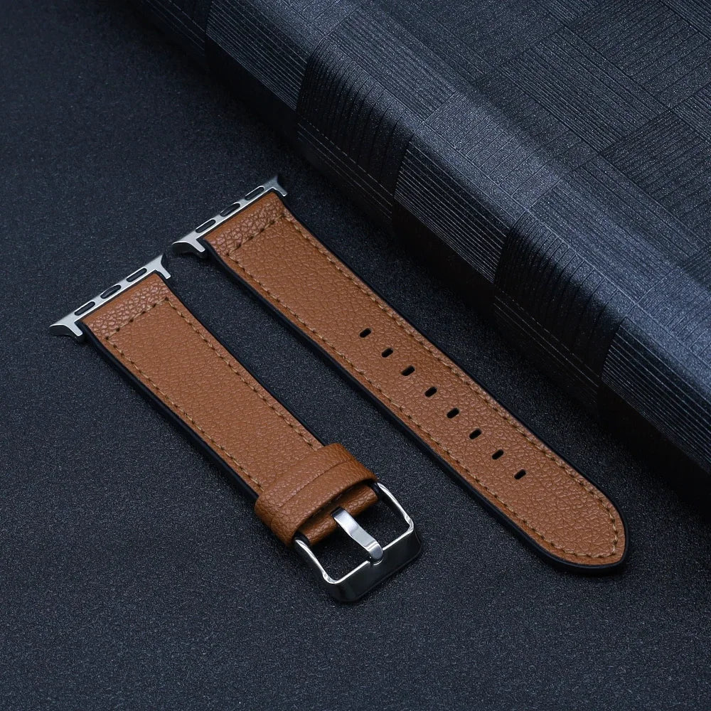 PU Leather band for Apple Watch band 45mm 44mm 40mm 42mm 46mm 41mm Ultra 49mm soft band for Apple Watch Series 10 9 8 7 6 5 SE 4