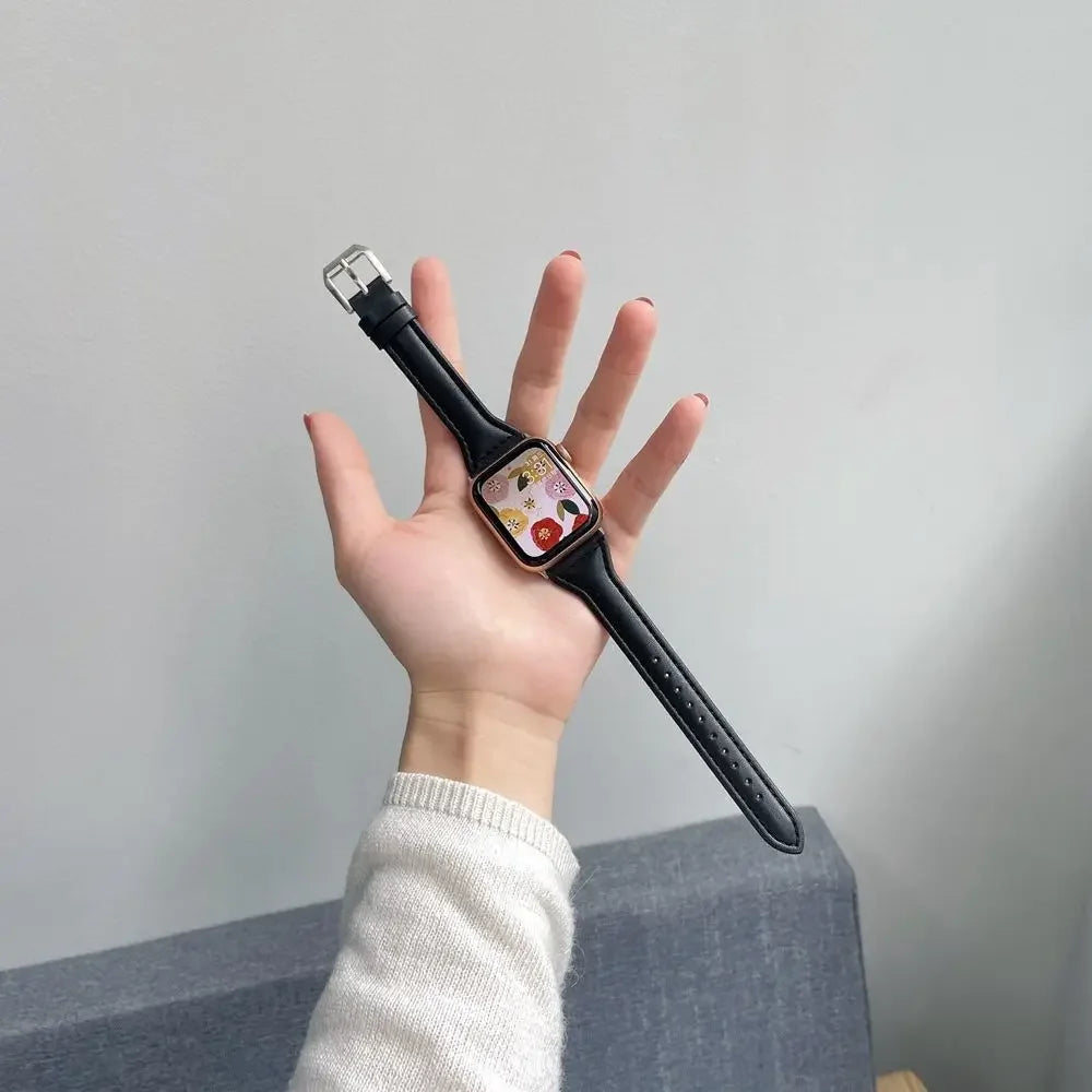 Slim leather band for Apple Watch band Ultra 2 49mm Series 10 7 8 9 41mm 45mm 38mm 42mm Wrist band Apple Watch SE 6 5 4 40mm 44mm m