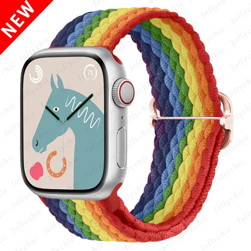 Braided Solo Loop band For Apple Watch Ultra 2 band 49mm 44mm 40mm 45mm 41mm 42mm 38mm band Apple Watch Series 9 8 7 6 SE 3