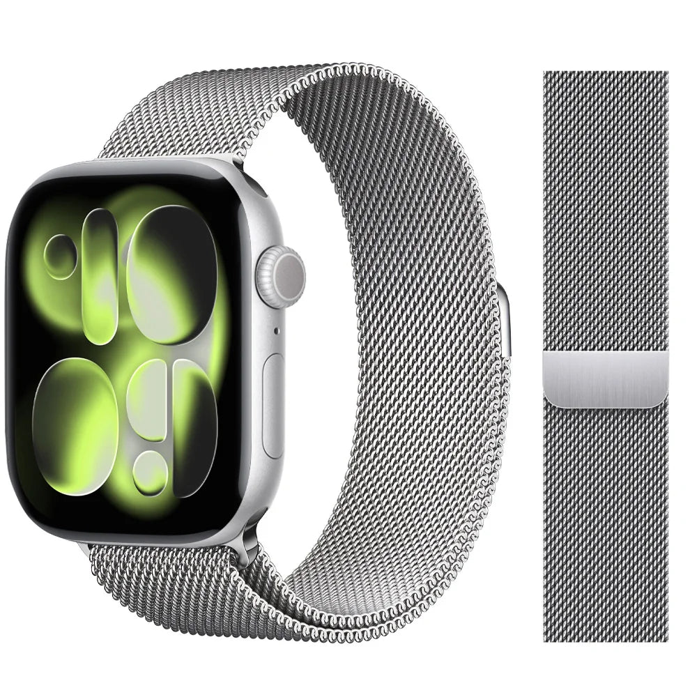 For Apple Watch band 11 10 9 8 SE 46mm 42mm 44mm 45mm Ultra 3 2 49mm 41mm Milanese Loop metal band correa Apple Watch bands