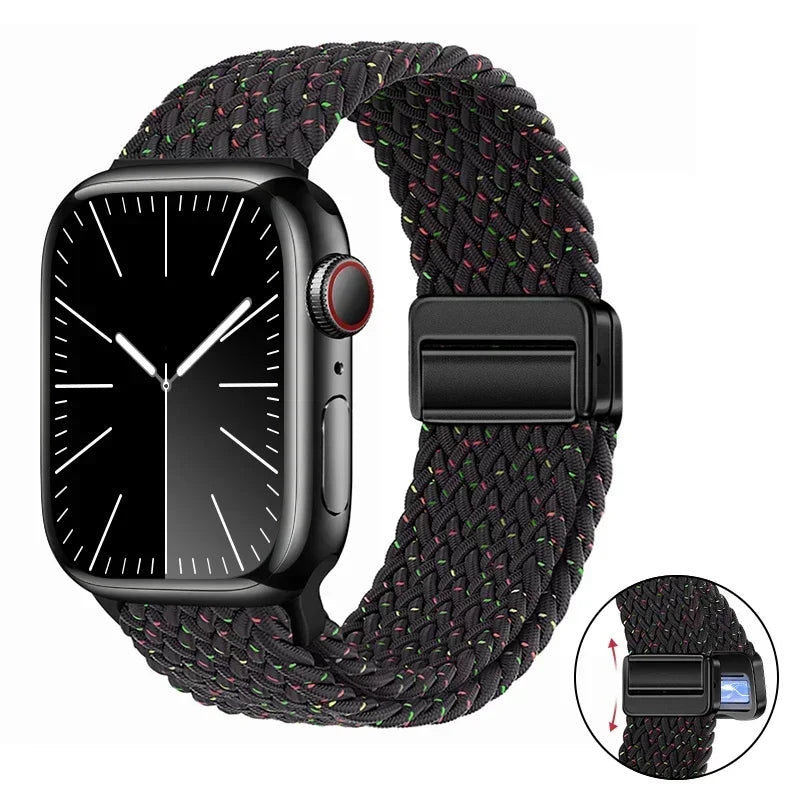 Magnetic Braided band For Apple Watch band 46mm 42mm 45mm 41mm 44mm 40mm Ultra 2 49mm Nylon band Apple Watch 10 9 8 7 6 5 4 SE