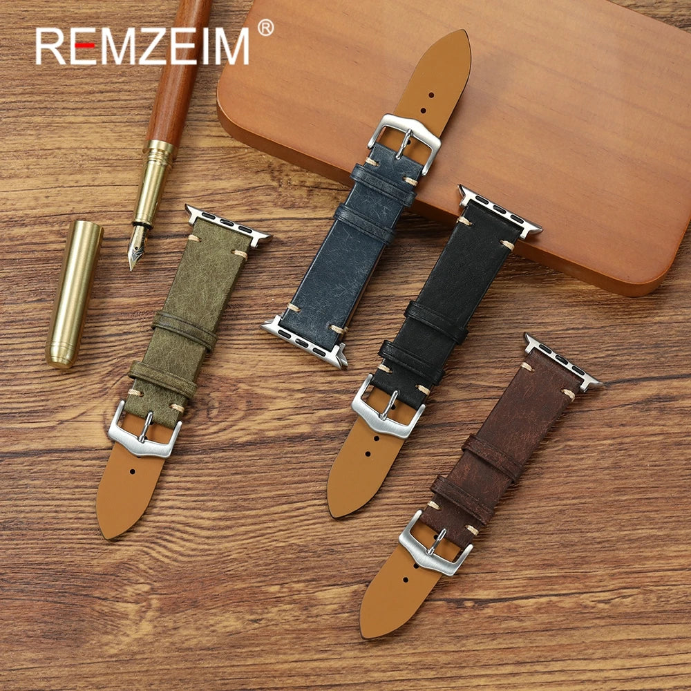 Cowhide band 49mm 46mm 45mm 44mm 42mm 41mm 40mm 38mm for Apple Watch Leather watch band for Apple Watch Series 1 10 Ultra SE 2 Watch Accesso