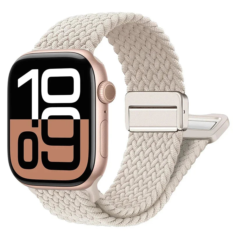Magnetic band For Apple Watch band 44mm 40mm 45mm 46mm 49mm 41mm Nylon Braided band Apple Watch Series SE 5 4 7 6 8 9 10 Ultra 2