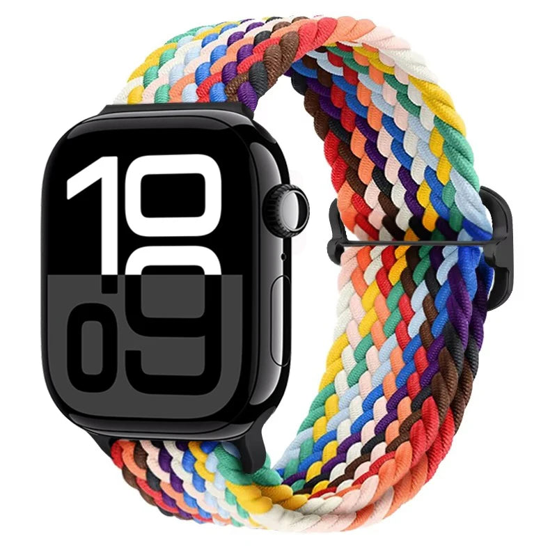 Braided Nylon band For Apple Watch Ultra 49mm 46mm 45mm 44mm 42mm 41mm 40mm Elastic band Apple Watch 11 10 9 8 7 SE 4 5 6 Belt