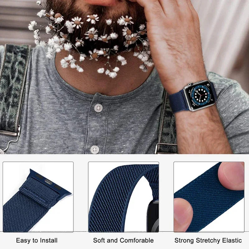 Stretchy Nylon band for Apple Watch Ultra 3 band 40mm 41mm 42mm 44mm 45mm 49mm 46mm Elastic band Apple Watch 11 10 9 8 SE 7 6 5
