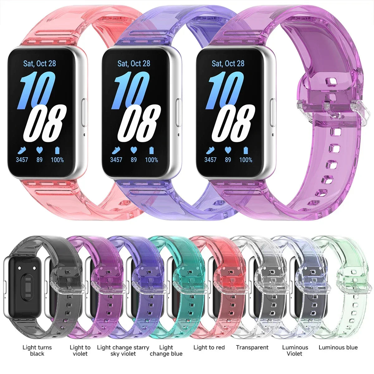 TPU Watchband For Samsung Fit3 Transparent Change Color Light Wrist Bracelet For Samsung Fit 3 Strap Silicone Replacement Strap