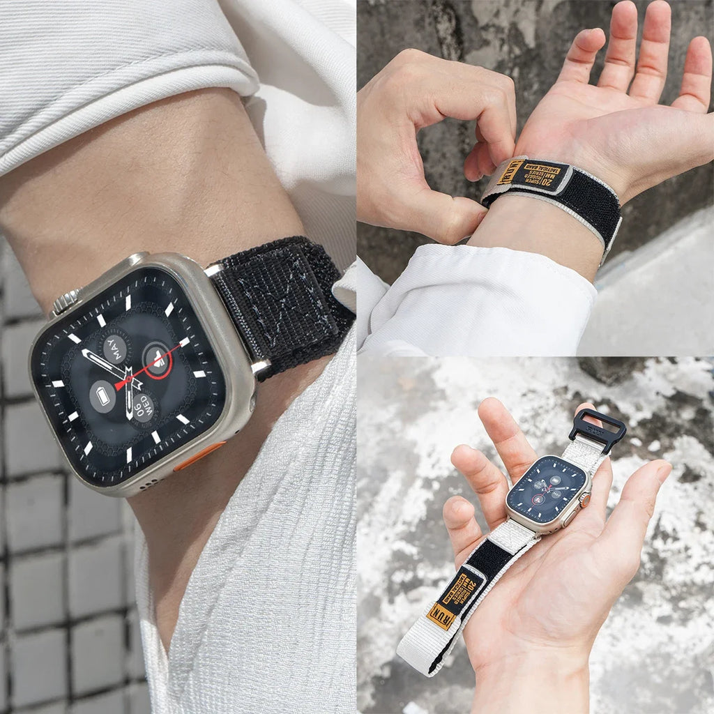 Sport Nylon band for Apple Watch band 45mm 44mm 40mm 41mm 42mm 46mm 49mm Nylon band Apple Watch Series 10 9 8 7 SE Ultra Correa