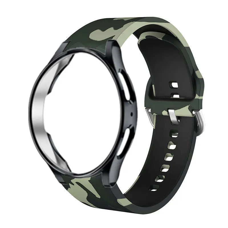 Leopard Printed Strap For Samsung Galaxy 4/5 40mm 44mm 5 Pro 45mm Silicone Bracelet For Watch 4 Classic 42mm 46mm Watchband+Case