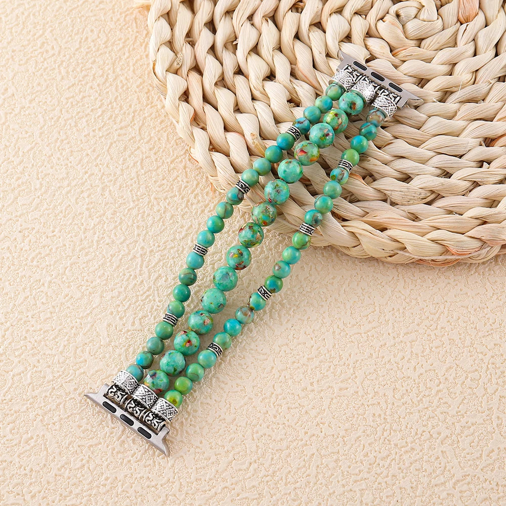 African Jasper Smart Watch band 38mm 45mm Elastic Couple Wristwatch band Apple Watch Handmade Jewelry