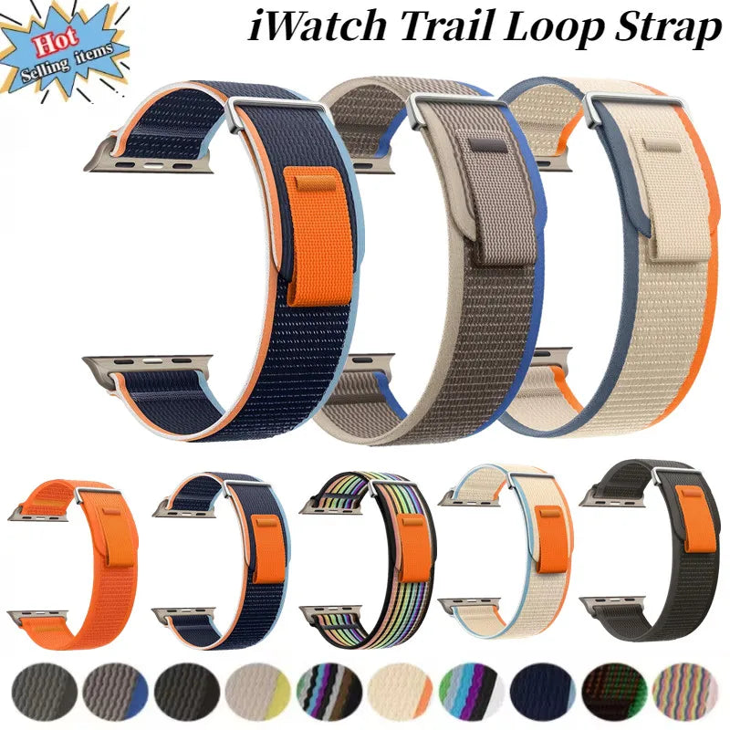 Trail Loop band For Apple Watch Ultra 2 49mm Series 10 9 8 7 46mm 45mm 41mm 42mm sport Nylon Wristband Apple Watch 6 5 4 SE 44mm 40mm