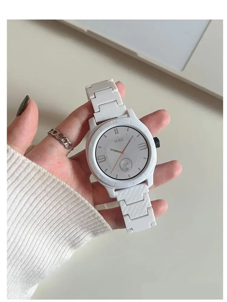 Carbon Fiber Band For Samsung Galaxy 7/FE/4/5/6/Classic 46mm/Active 2 20mm 22mm link Bracelet Huawei Watch GT 4/2/2e/3/Pro strap