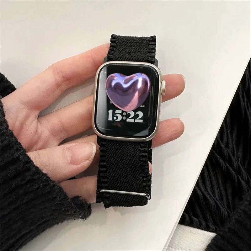 Korea Cute Nylon Elasticity band For Apple Watch band Ultra 2 49mm 45mm 44mm 41mm 42mm Correa Adjustable band For Apple Watch Series 9 8 SE