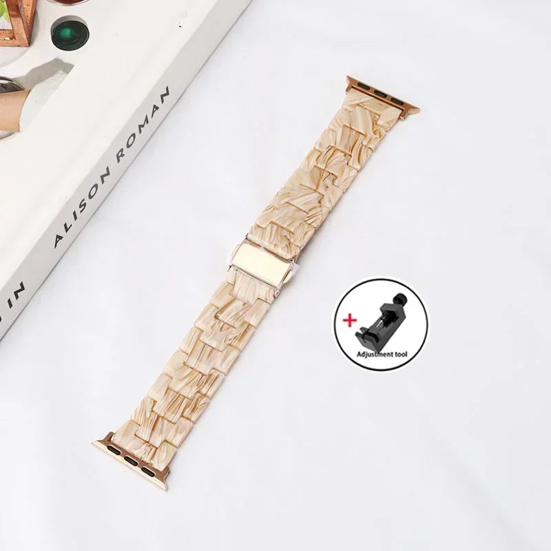 Luxury Resin band for Apple Watch Ultra 2 band 49mm 45mm 41mm 40mm 44mm 38mm 42mm Link band Apple Watch Series 9 7 8 6 SE 5 4 3