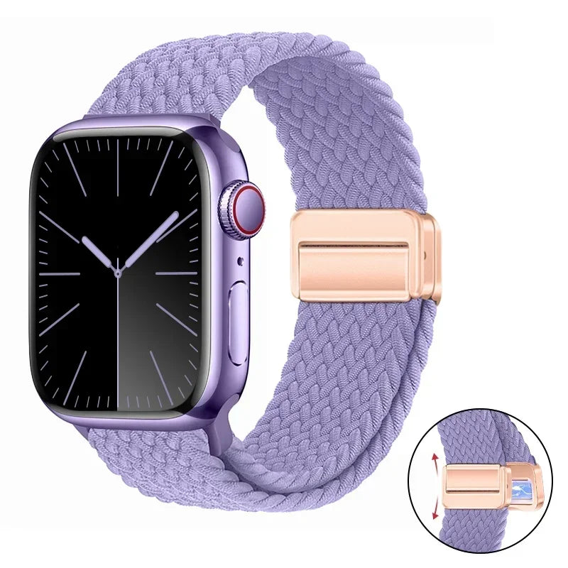 Magnetic Braided band For Apple Watch band 46mm 42mm 45mm 41mm 44mm 40mm Ultra 2 49mm Nylon band Apple Watch 10 9 8 7 6 5 4 SE