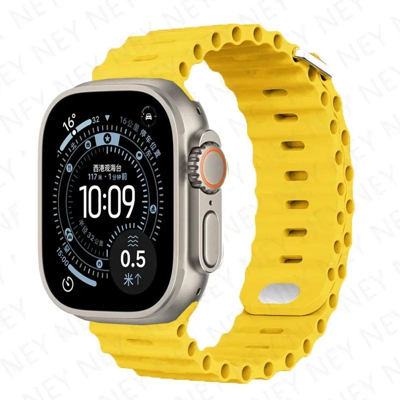 Silicone Ocean band for Apple Watch band Series Ultra 9 8 7 6 5 11 10 SE Apple Watch band 42mm 44mm 45mm 49mm 40mm 41mm 46mm band