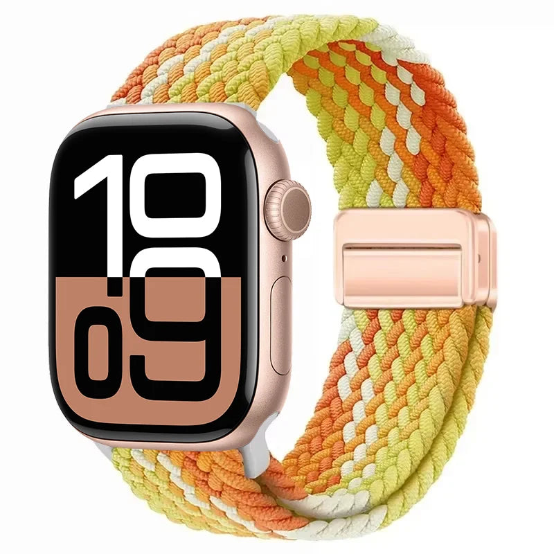 Nylon Braided Loop band for Apple Watch Ultra 3 2 49mm 11 10 42mm 46mm 9 8 7 45mm 41mm Magnetic band Apple Watch 6 5 SE 44mm 40mm band