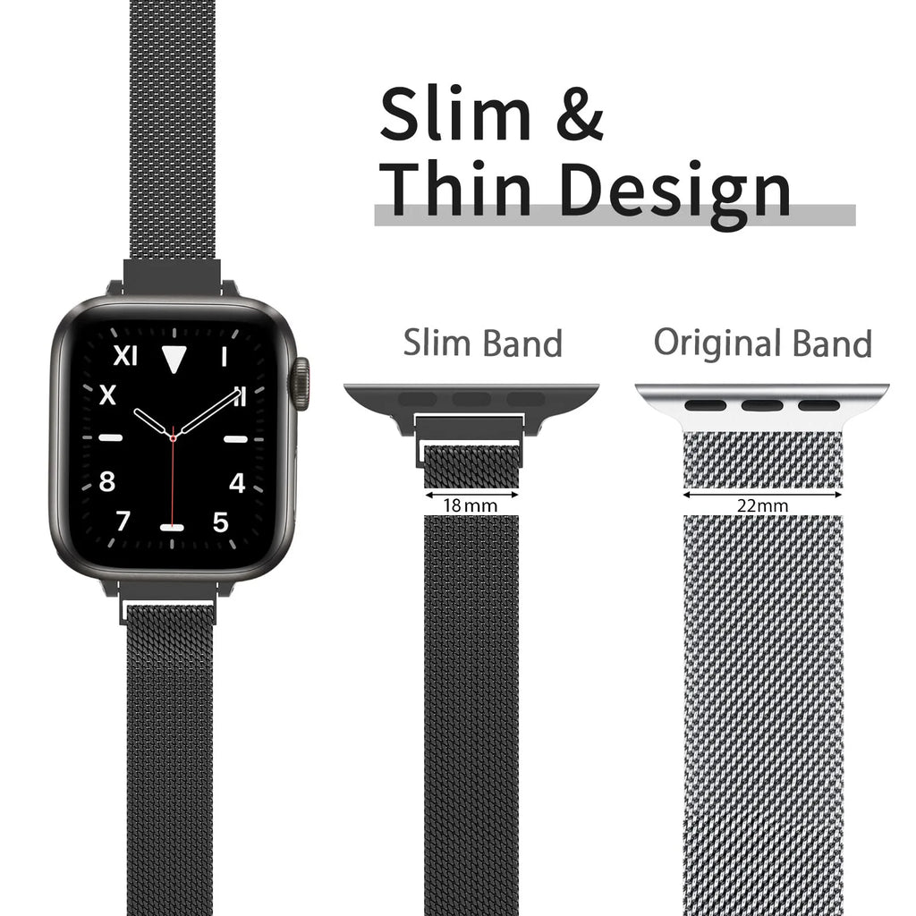 Stainless Steel Milanese band Suit for The Entire Range of Apple Watch Series Thin Stainless Steel Mesh band Magnetic bands