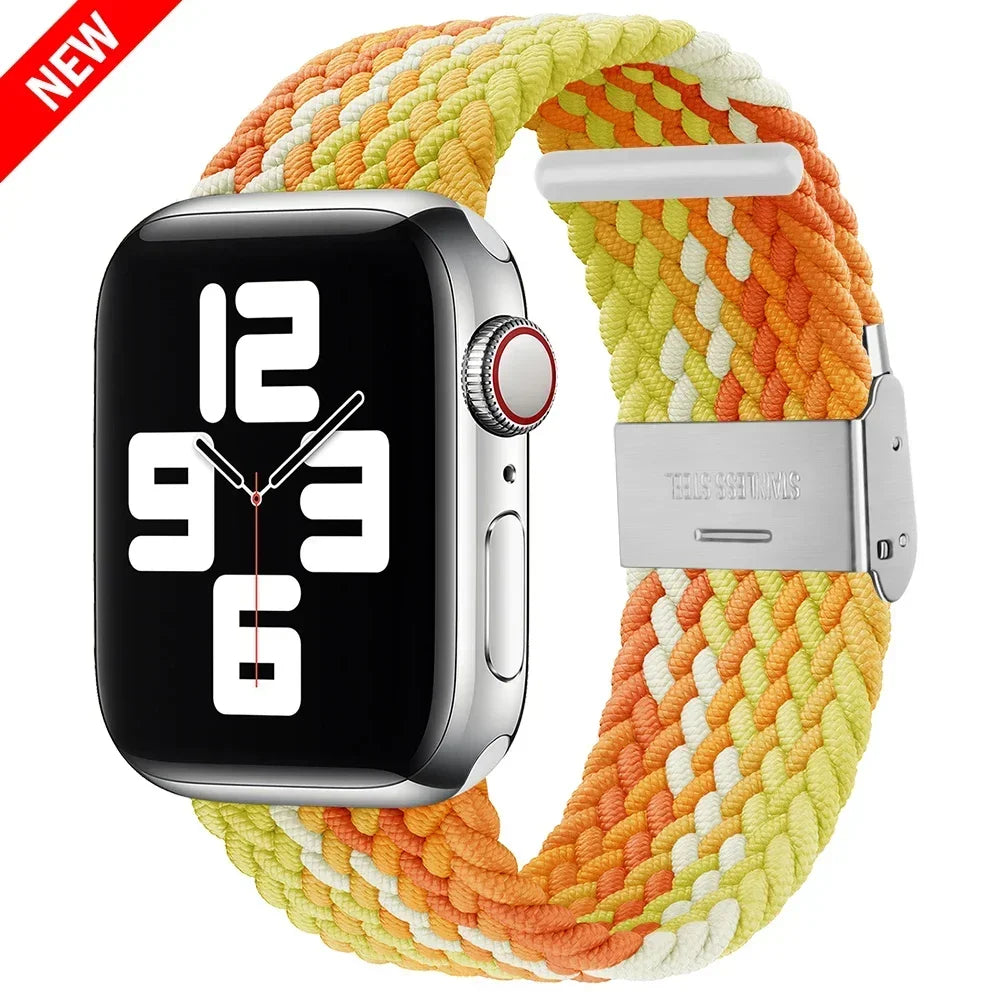 Braided Solo Loop For Apple Watch Ultra band 49mm 45mm 40mm 41mm 44mm Nylon Elastic band Apple Watch Series 10 9 8 SE 6 7 5 4 band