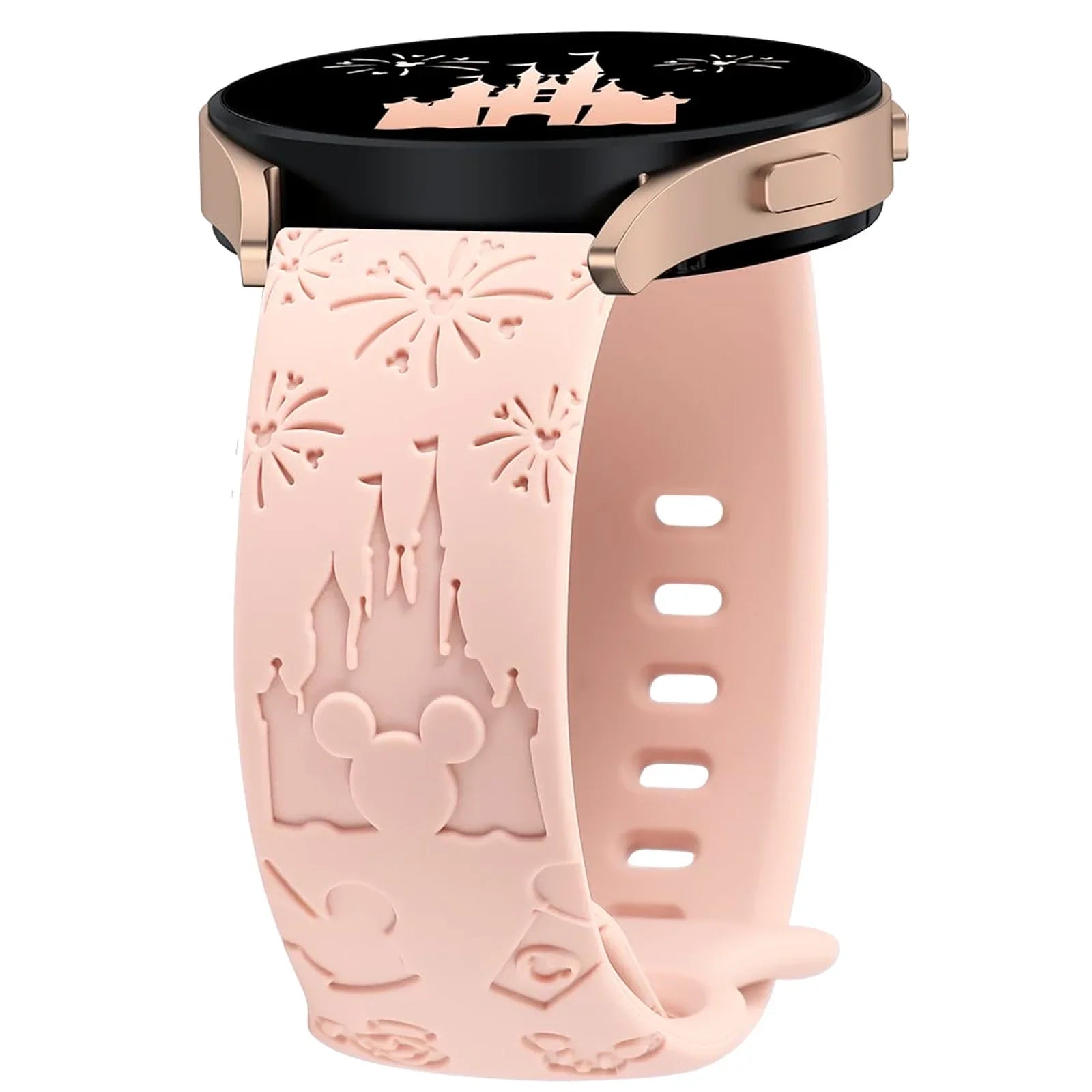 20mm Castle Floral Engraved Band for Samsung Galaxy Watch 7 6 5 4 40/44mm Silicone Cute Strap for Watch 6Classic 47mm 5Pro 45mm
