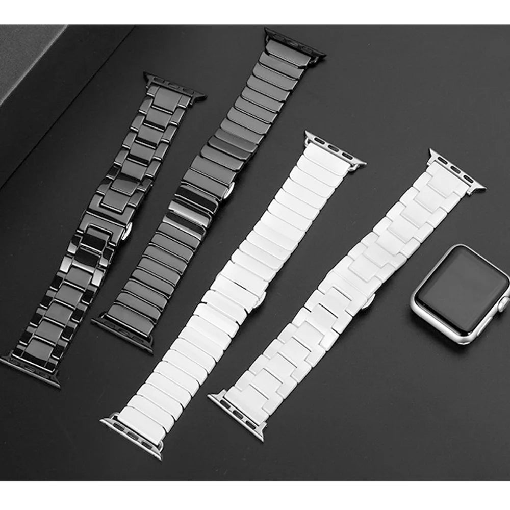 Ceramic band for Apple Watch band 44mm 40mm 45mm 49mm 42mm 38mm Stainless steel butterfly band Apple Watch Series 6 3 7 8 SE Ultra