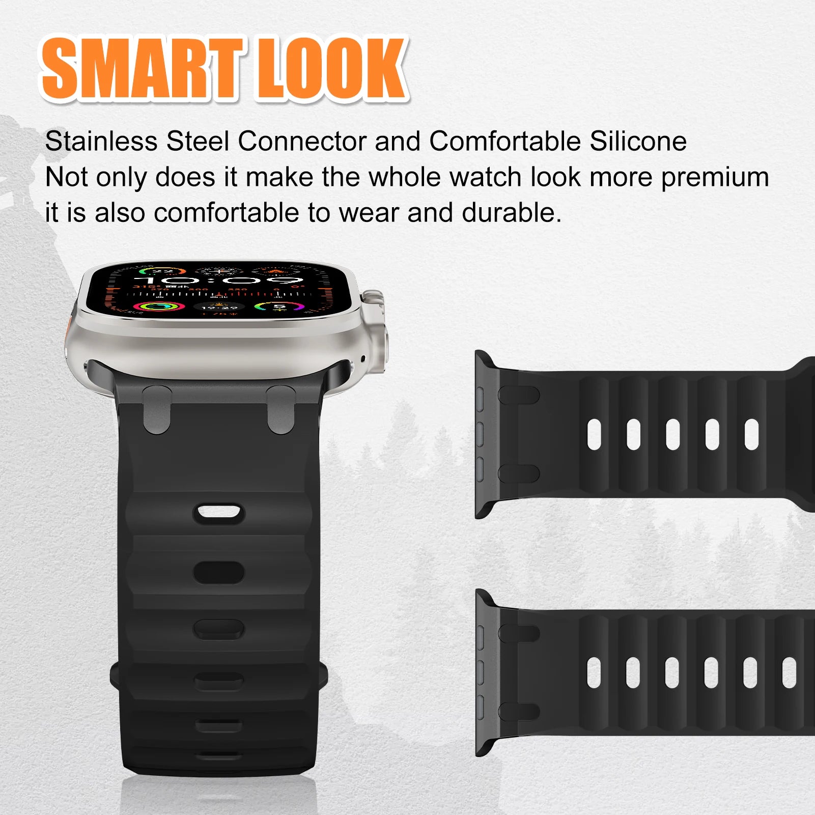Sport Silicone band for Apple Watch Ultra 2 band 49mm Stainless Steel correa band Apple Watch Series 9 8 7 SE 10 45mm 44mm 46mm