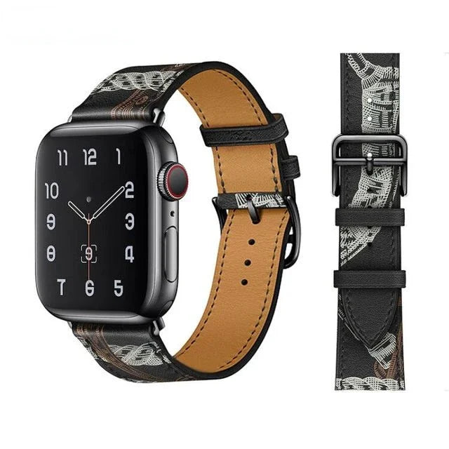 Leather band For Apple Watch Ultra 2 49mm 9 8 7 45mm 41mm High quality business wristband For Apple Watch 6 5 4 3 SE 44mm 40mm 42mm