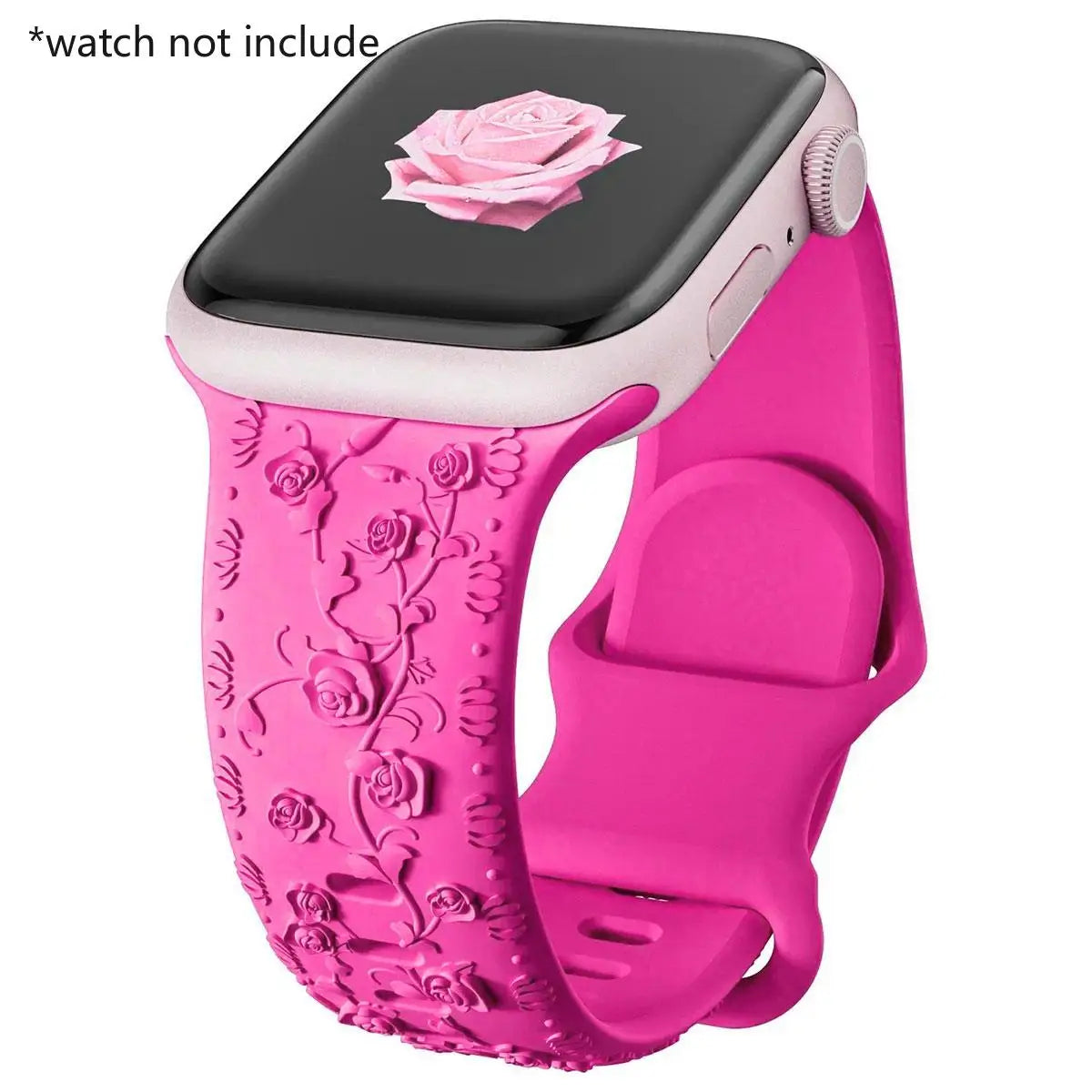 Engraved band for Apple Watch band 46mm 44mm 40mm 49mm 45mm 41mm 42mm Floral Silicone Correas Apple Watch Ultra 2 Series 10 9 8 7 6 SE 5