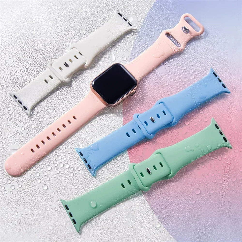 Silicone band For Apple Watch band 44mm 40mm 45mm 41mm 42mm 46mm sport wrist band Apple Watch serie 10 8 7 SE 4 5 6 9 Ultra 2 49mm